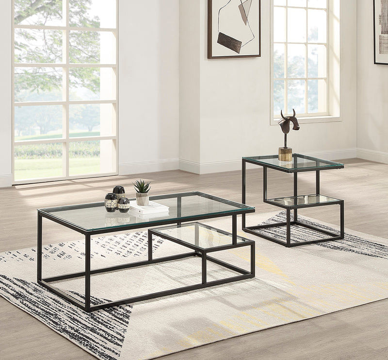 Home Elegance Elyria Black 3pc Coffee Table Set