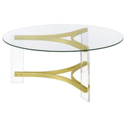 Coaster Furniture Janessa Clear Matte Brass 3pc Coffee Table Set