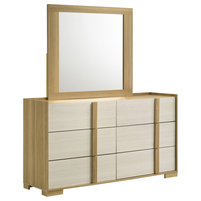 Coaster Furniture Hyland Natural Brown White Dresser with Mirror