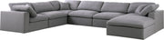 Meridian Furniture Serene Grey Fabric Modular 7pc Sectional with Ottoman