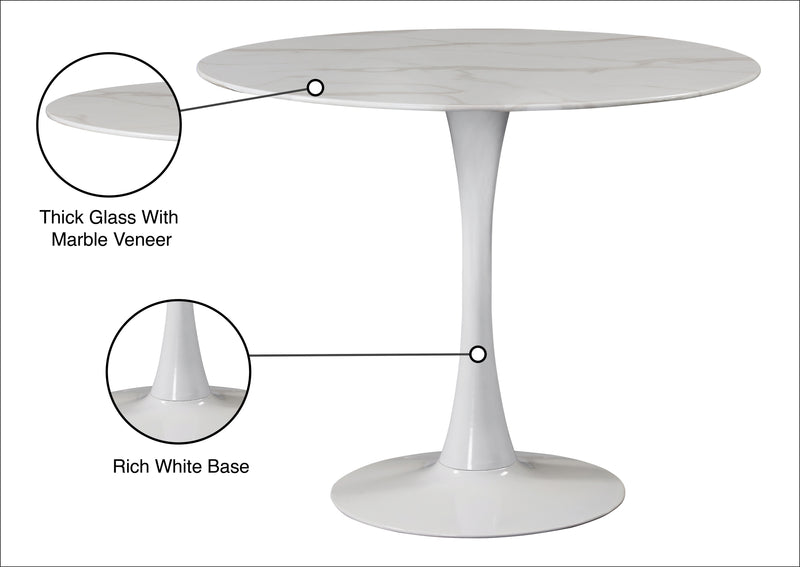 Meridian Furniture Tulip White 36 Inch Dining Table