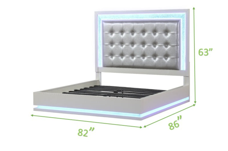 Galaxy Home Passion Milky White 5pc King Bedroom Set with Vanity Set