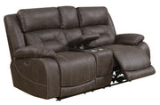 Steve Silver Aria Saddle Brown Power Recliner Console Loveseat
