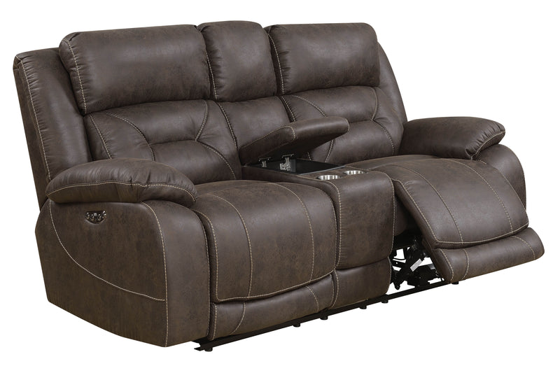 Steve Silver Aria Saddle Brown Power Recliner Console Loveseat