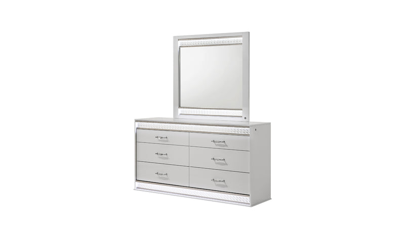 Galaxy Home Glam White 6 Drawer Dresser