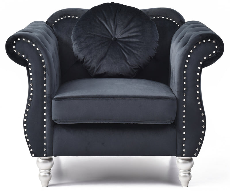 Glory Furniture Hollywood Black Velvet Fabric Chair