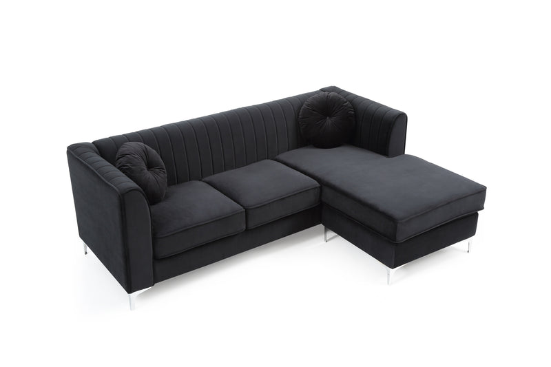 Glory Furniture Delray Navy Blue Velvet Microsuede Sofa Chaise
