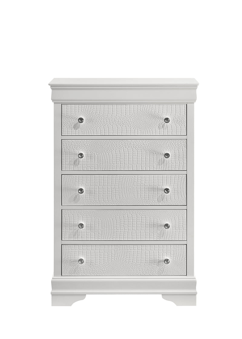 Galaxy Home Blaze White 5 Drawer Chest