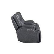 New Classic Furniture Titan Gray Console Loveseat with Power Headrest Footrest