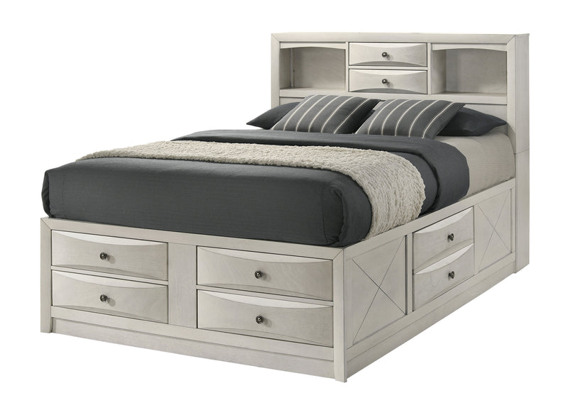 Crown Mark Emily White Queen Drawer Bed