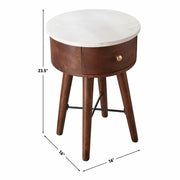 Steve Silver Bangalore Brown Cherry White Marble Top Round End Table