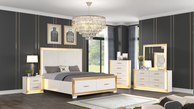 Galaxy Home Obsession White Gold 6 Drawers Dresser
