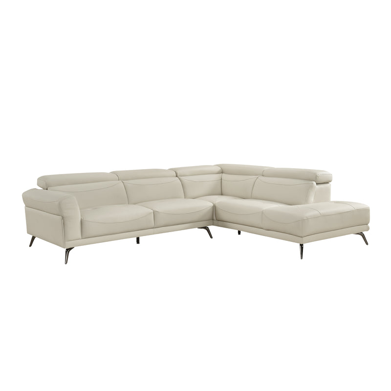 Home Elegance Giselle Beige 2pc Sectional with Right Side Chaise