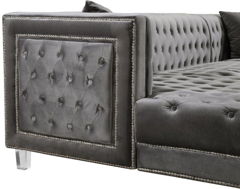 Meridian Furniture Moda Black Velvet 3pc Sectional