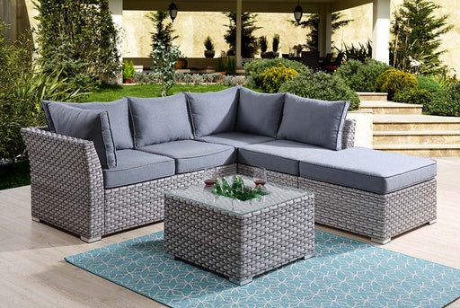 Acme Furniture Laurance Gray Patio Sectional with Cocktail Table