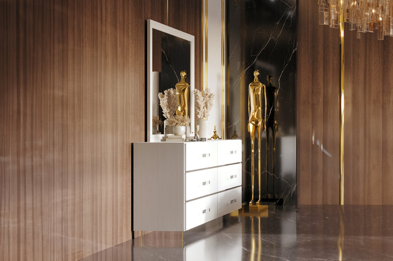 New Classic Furniture Europa White Dresser and Mirror