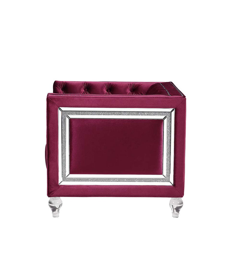 Acme Furniture Heibero Burgundy Velvet Chair