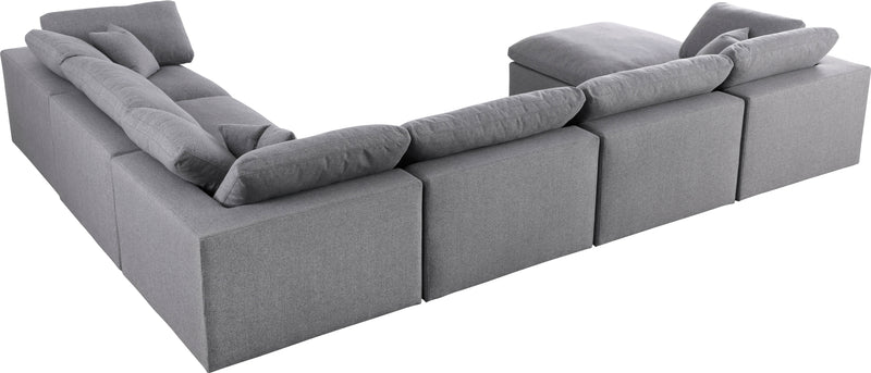 Meridian Furniture Serene Grey Fabric Modular 7pc Sectional with Ottoman