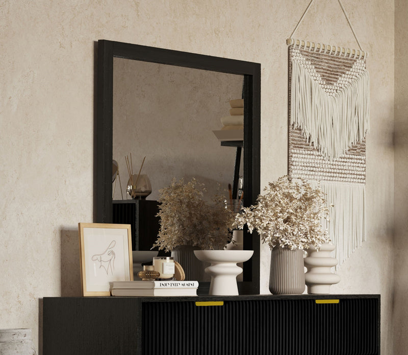 New Classic Furniture Kailani Black Velvet Dresser And Mirror