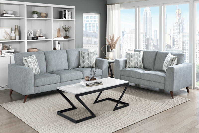 Home Elegance Broadway Blue Gray 2pc Living Room Set