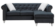 Glory Furniture Raisa Gray Velvet Sofa Chaise