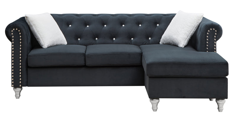 Glory Furniture Raisa Gray Velvet Sofa Chaise