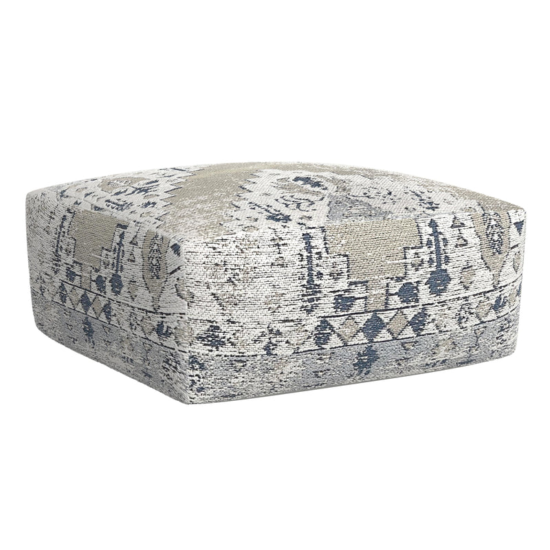 Steve Silver Kira Green Blue White Jacquard Woven Pouf