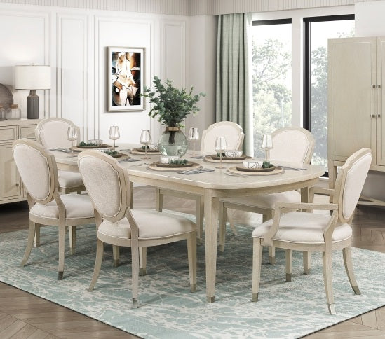 Home Elegance Genoa Ivory Light Oak 7pc Dining Room Set