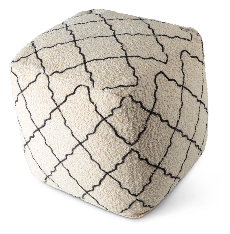 Steve Silver Lattice White Square Pouf