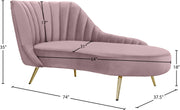 Meridian Furniture Margo Pink Velvet Chaise