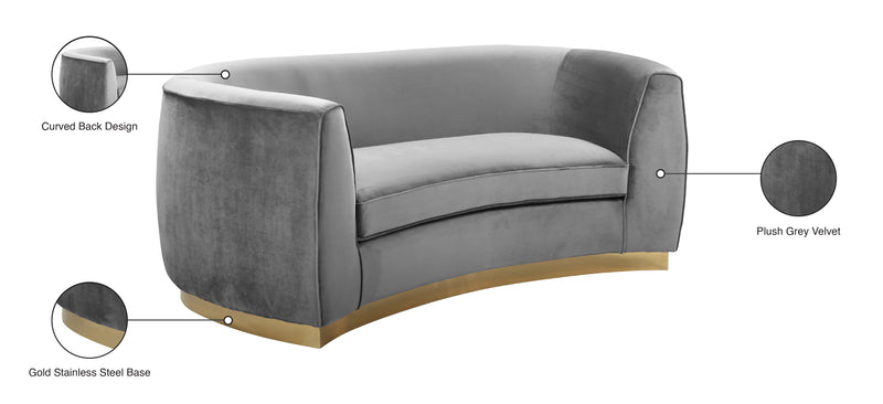 Meridian Furniture Julian Navy Velvet Gold Loveseat