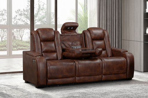 New Classic Furniture Chester Brown Reclining Sofa with Power Headrest Footrest