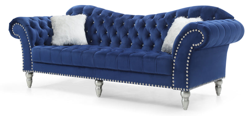 Glory Furniture Wilshire Blue Velvet Sofa
