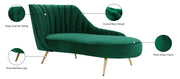 Meridian Furniture Margo Pink Velvet Chaise