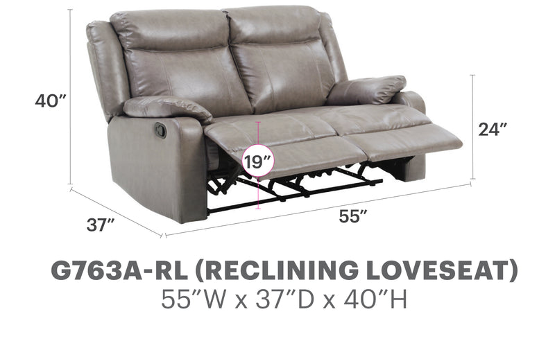 Glory Furniture Ward Pearl Faux Leather Double Reclining Love Seat