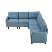 Home Elegance Garren Blue 6pc Sectional with Storage