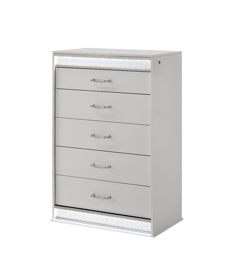 Galaxy Home Glam White 5 Drawer Chest