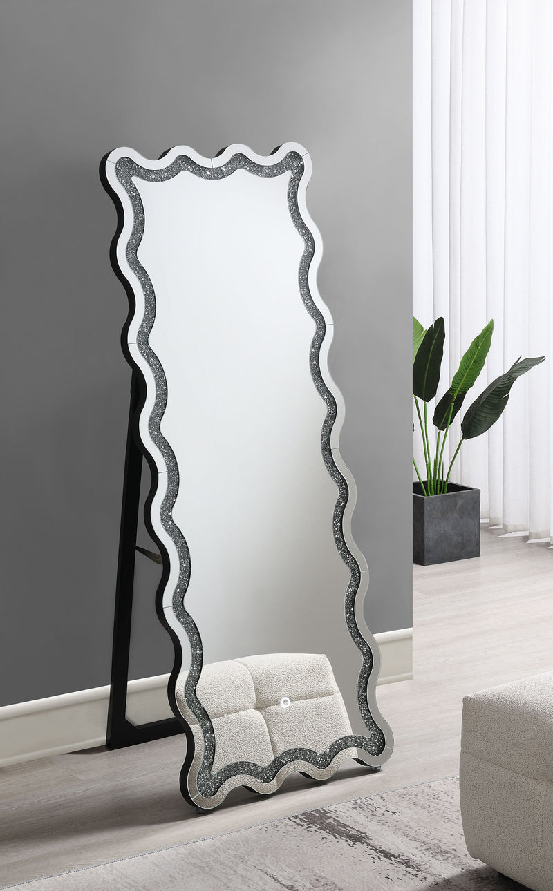 Coaster Furniture Brixey Black Silver LED Floor Mirror
