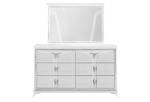 Global Furniture Romo White Dresser and Mirror