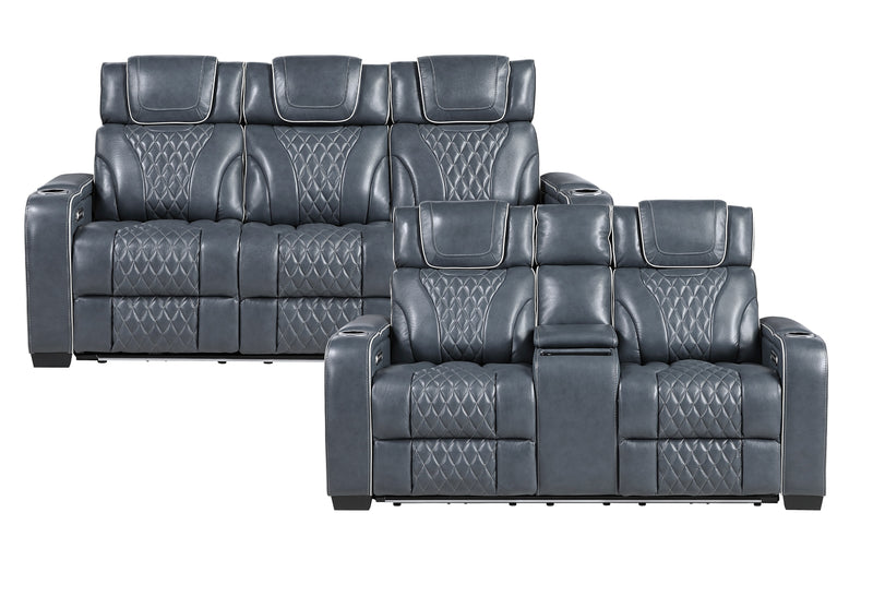 Home Elegance Apex Blue 2pc Living Room Set