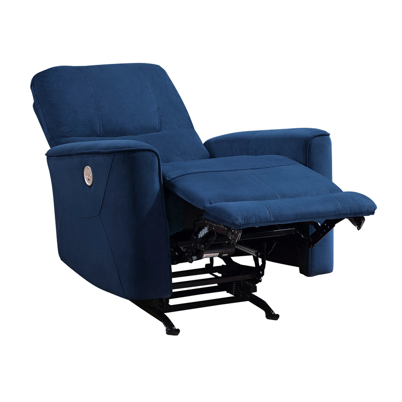 Home Elegance Artem Blue Power Rocker Reclining Chair