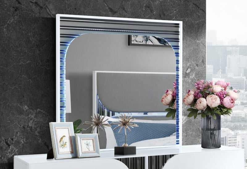 Global Furniture Talia White Mirror with LED