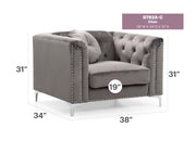 Glory Furniture Pompano Dark Gray Velvet Chair