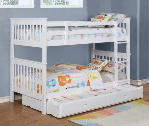 Coaster Furniture Chapman White Twin Over Twin Trundle Bunk Bed