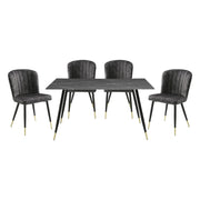 Home Elegance Clemente Black Gold Gray 5pc Dining Room Set