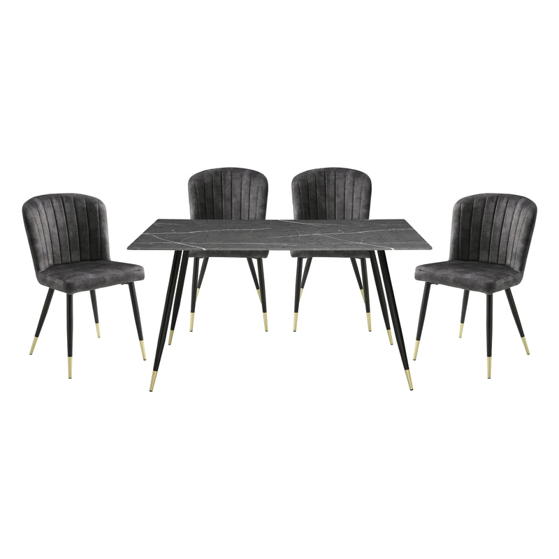 Home Elegance Clemente Black Gold Gray 5pc Dining Room Set