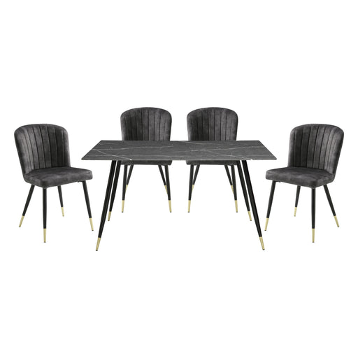 Home Elegance Clemente Black Gold Gray 5pc Dining Room Set