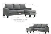 Glory Furniture Jessica Gray Velvet Sofa Chaise