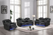 Galaxy Home Benz Gray LED Power Reclining Loveseat