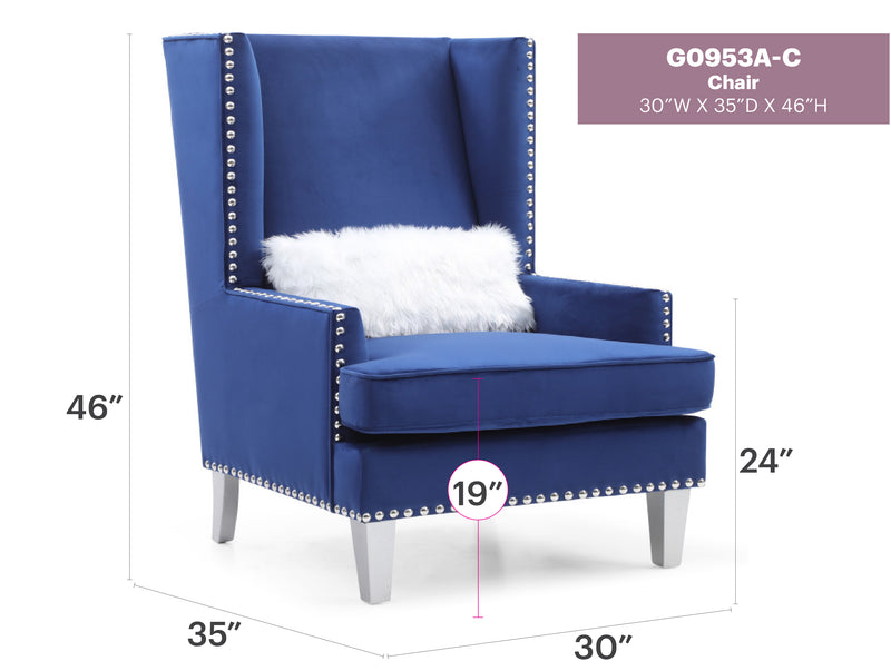 Glory Furniture Wilshire Dark Gray Velvet Chair